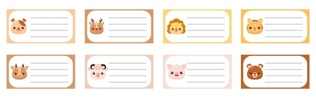 A set of page designs for the weekly and daily children's planner Cute animals Checklist layout for diary notepad