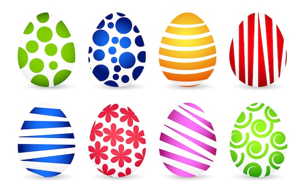 A set of painted Easter eggs eggs with a bright ornament Icons for Easter holiday