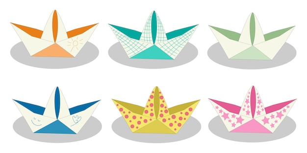 Set of paper boats