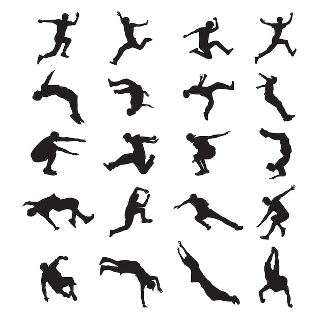 Vector set parkour silhouette vector illustration