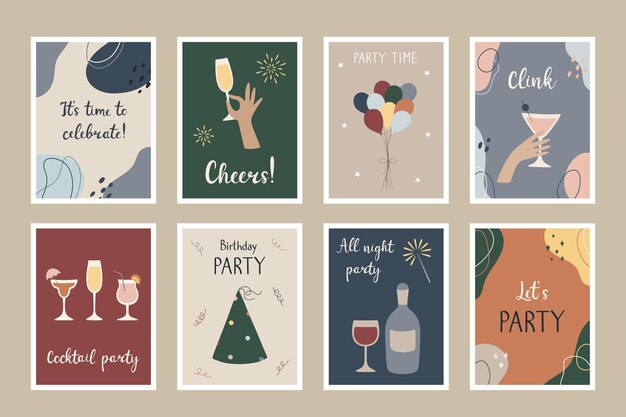 Vector a set of party postcards  templates for party invitations greeting cards posters