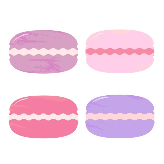 Vector a set of pastel colored macaroons with different colors.