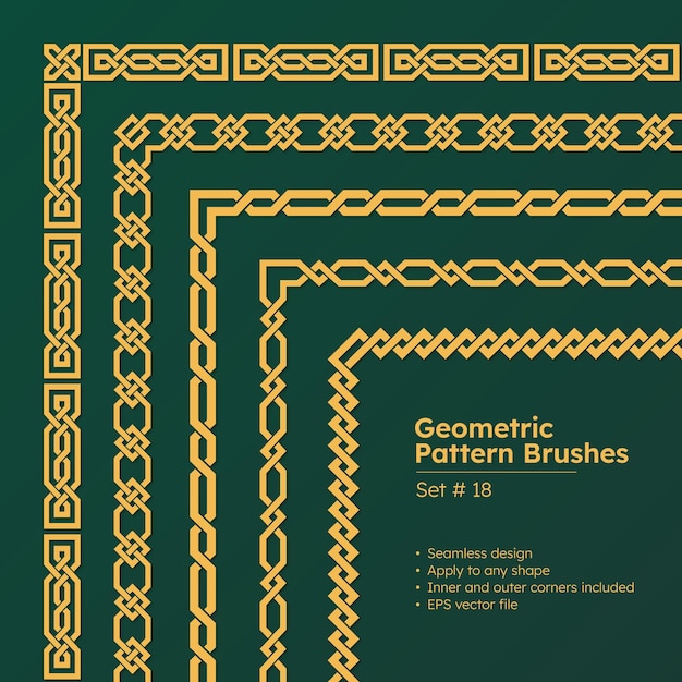 Set of Pattern Brushes Greek Geometric Borders Design