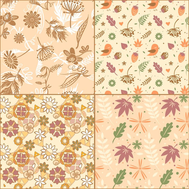 Set of patterns for textiles Delicate creamy patterns for summer fabrics