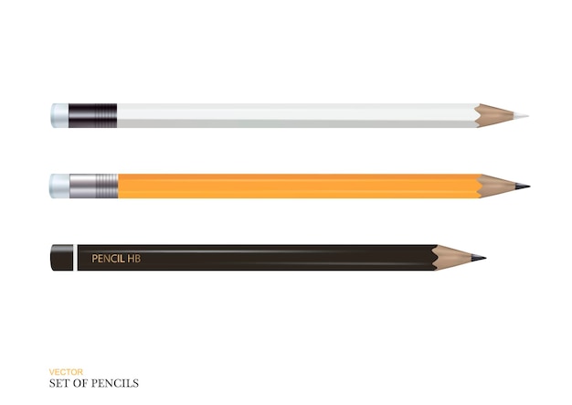 Set of pencils on white backgroundItems for sketching and drawing