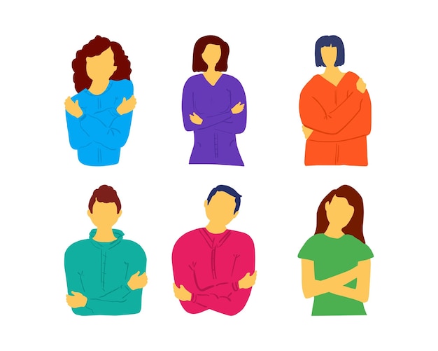 Set of people avatars Flat vector illustration isolated on white background