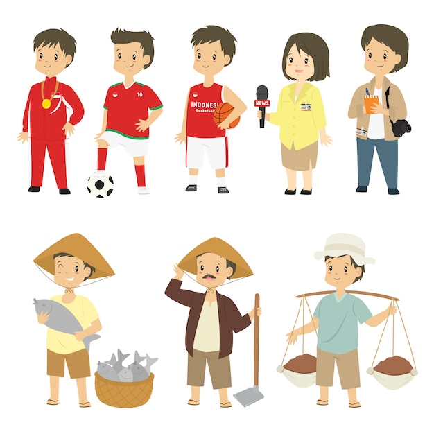 Set of people in different profession vector