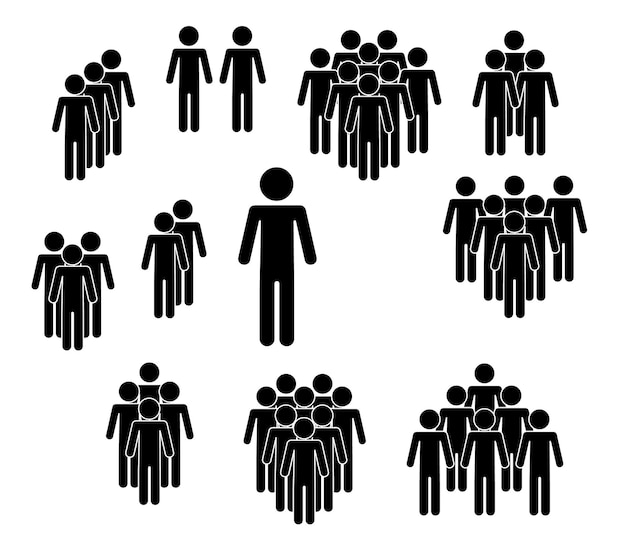 Set of people icons in flat style crowd group of people  company or team