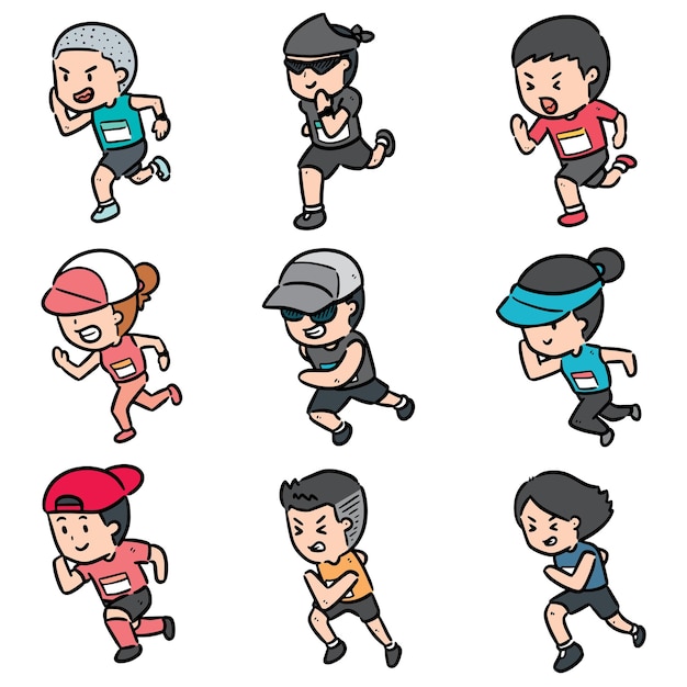 set of people running