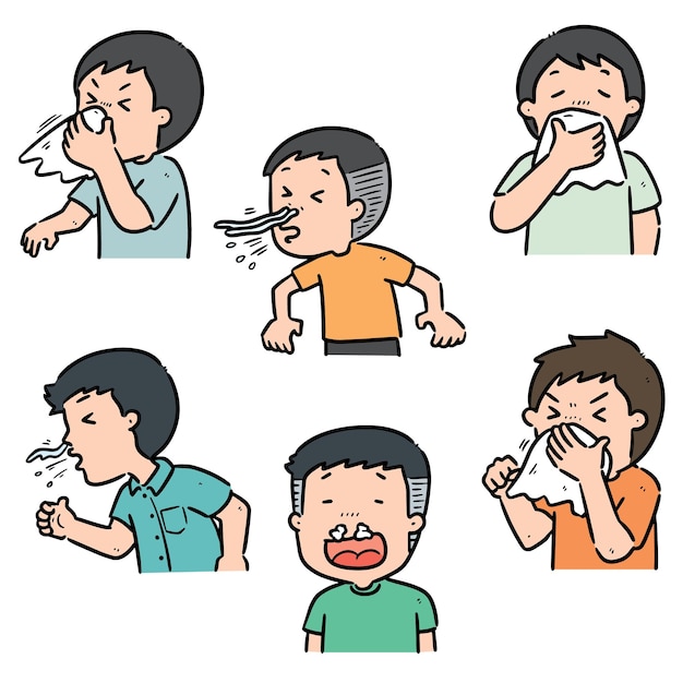 set of people sneezing