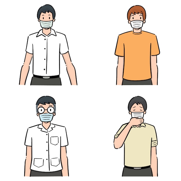 set of people using medical protective mask