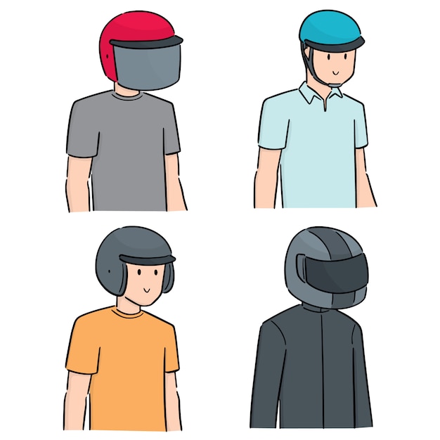 set of people wearing helmet