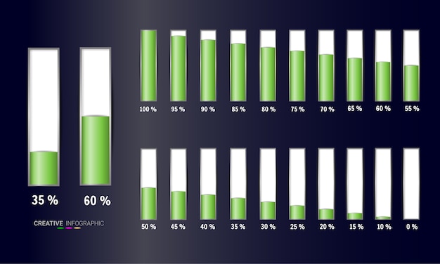 Vector set of percentage diagrams