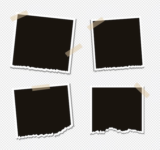 Set of Photo frame design on sticky tape isolated on transparent background