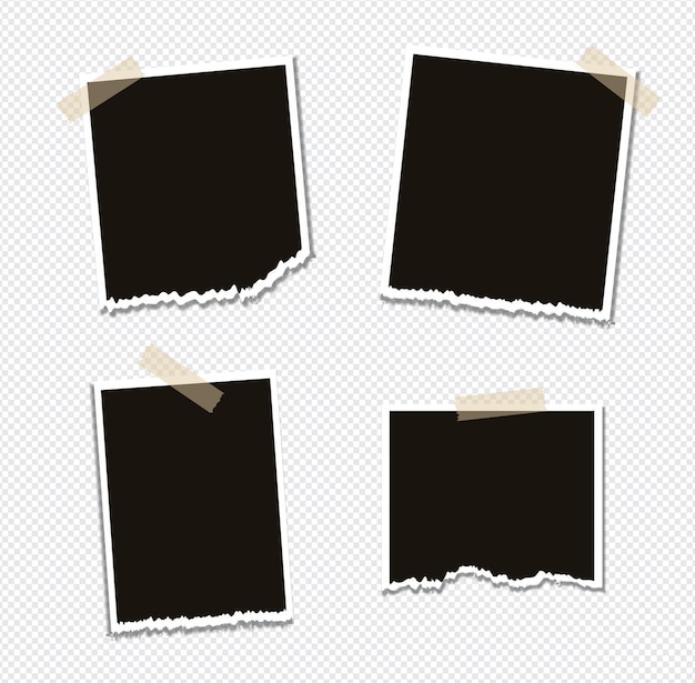 Set of Photo frame mockup design on sticky tape isolated