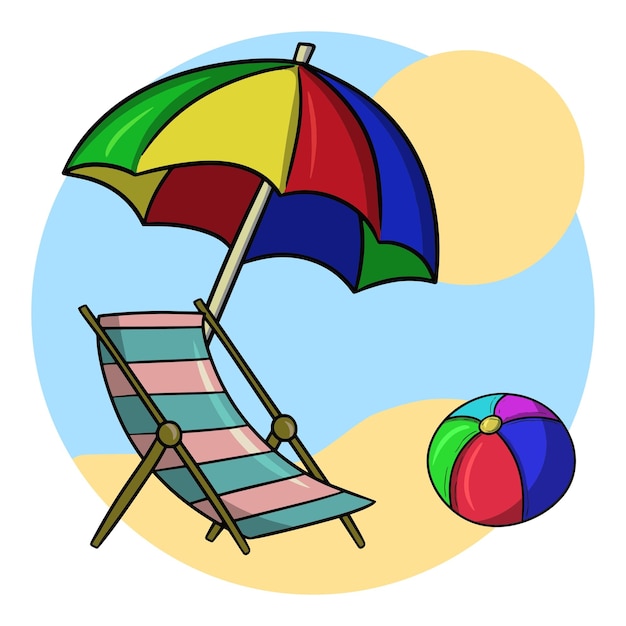 A set of pictures for relaxing on the beach vector illustration in cartoon style