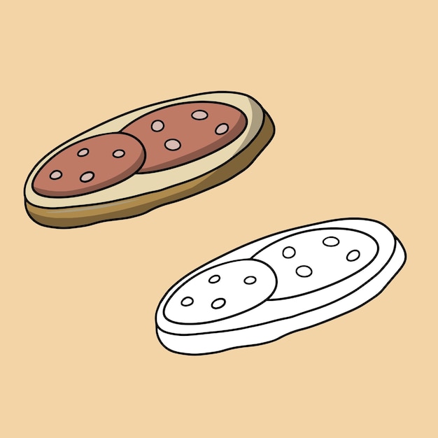 A set of pictures a simple delicious sausage sandwich a school breakfast vector cartoon