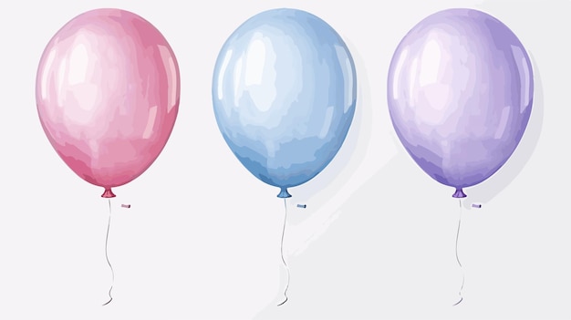 Set of Pink Blue and Lilac Cute Balloons