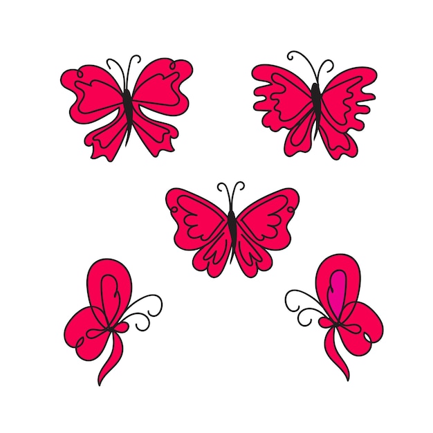 A set of pink butterflies with one wing and one wing.