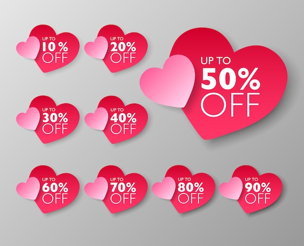 Set of pink heart paper cut design sale tags