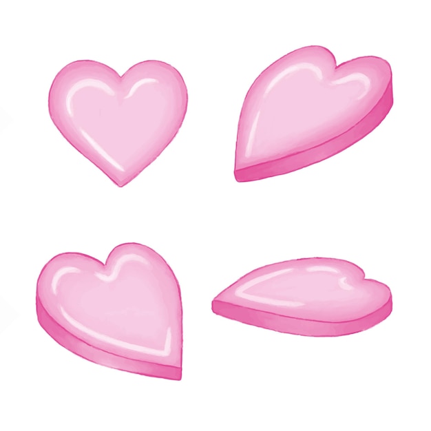 Set of pink hearts. Valentine's day vector digital illustration