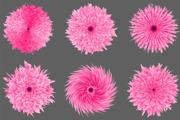 Vector a set of pink pom poms on a gray background