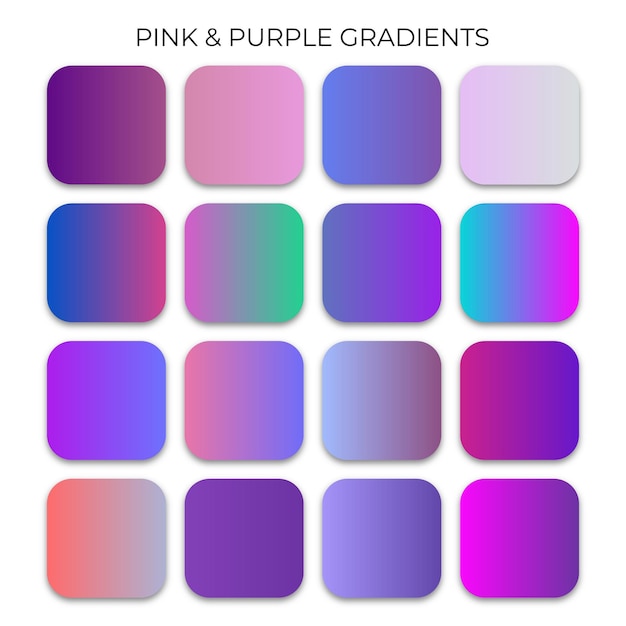 SET OF PINK AND PURPLE GRADIENT COLOR PALETTE