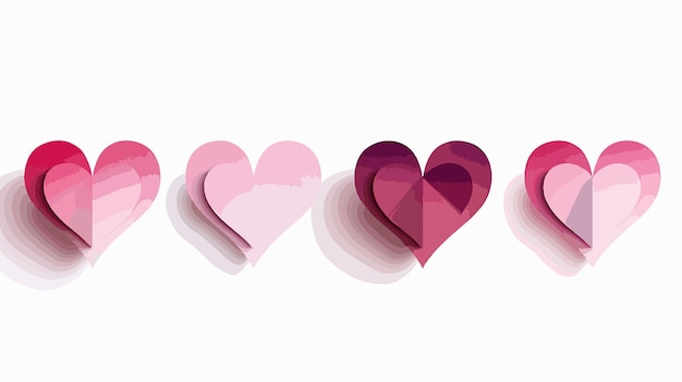 Vector set of pink and red gradient papercut hearts