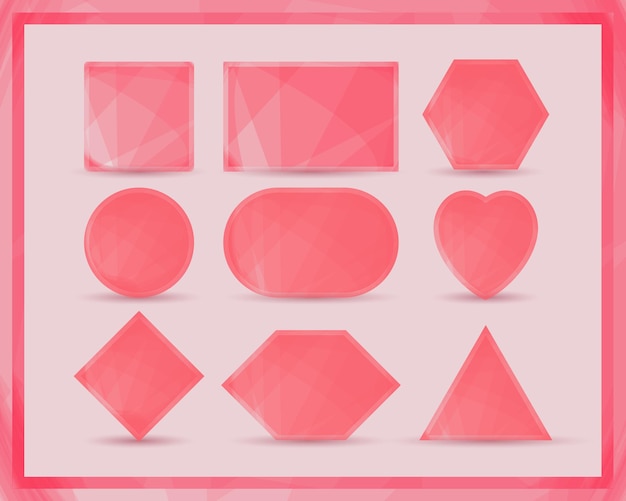 Set of pink and violet. Free vector set of abstract badge designs.