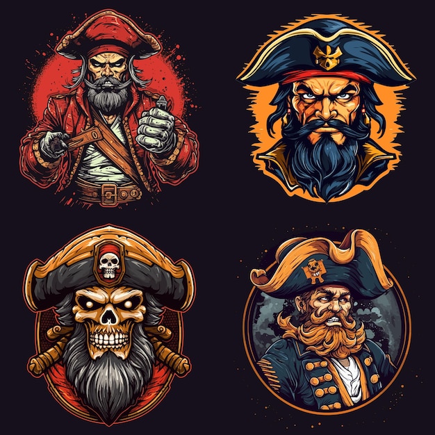 Set of pirate boxer illustration