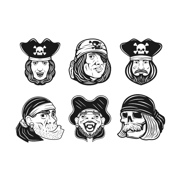 set of pirates people vector illustration