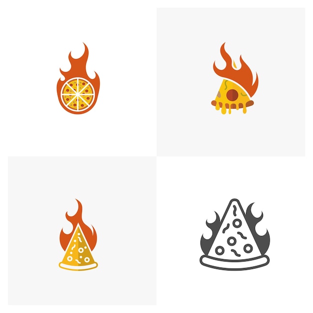 Set of Pizza logo icon design vector illustration Pizza Concept design logo Food logo template