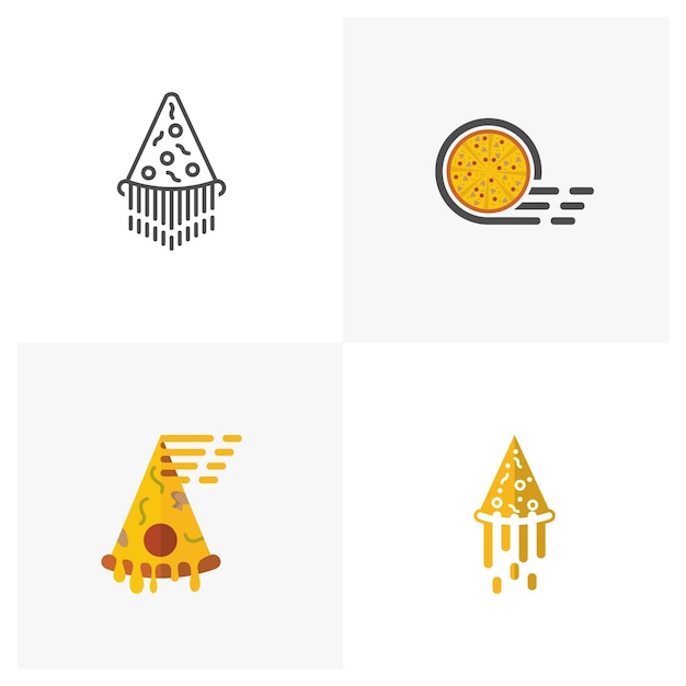 Set of Pizza logo icon design vector illustration Pizza Concept design logo Food logo template