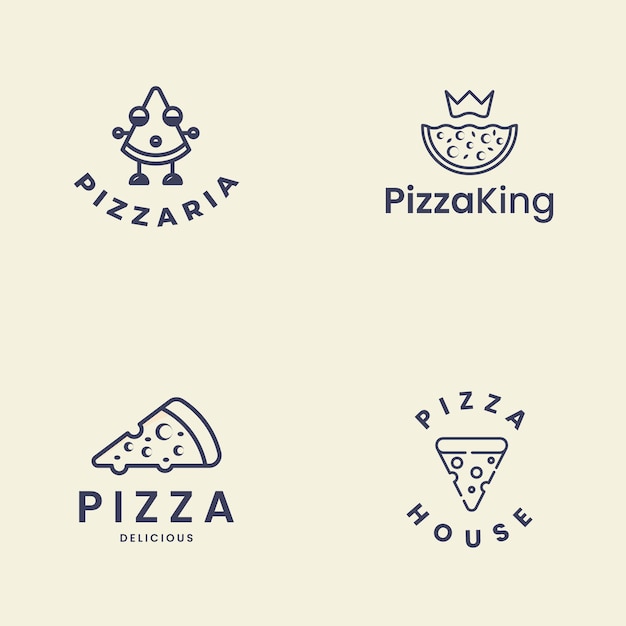 set of pizza logo vector