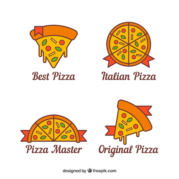 Set of pizza logos