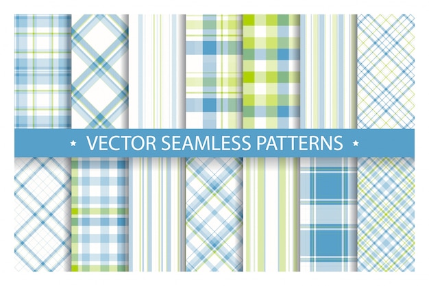 Set plaid pattern seamless, Tartan patterns fabric texture background, Scottish stripe blanket 