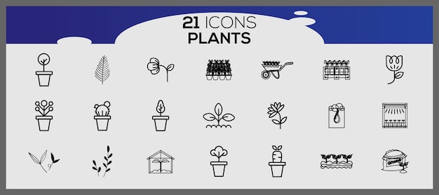 Set of plant hand drawn vector Set of different plants iconSet of ornamental plants