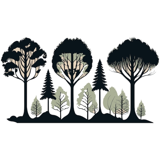 Set of plant and tree silhouette illustration