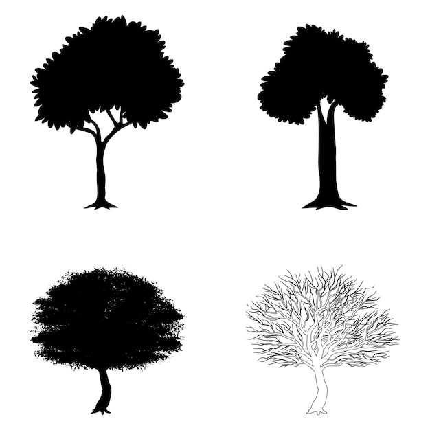 Set of plant and tree silhouette