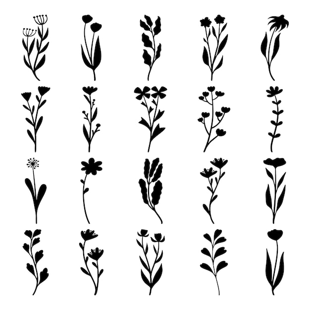 Vector set of plants and flower vector