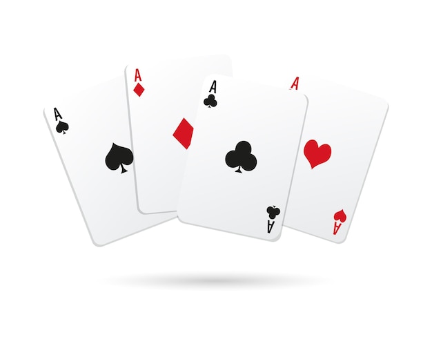 A set of playing cards of aces hearts spades diamonds clubs Casino icons vector