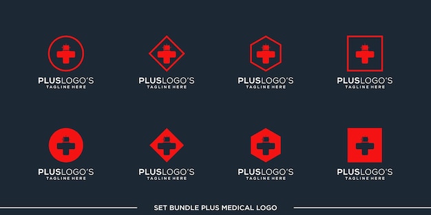 set PLUS logo design vector bundle premium