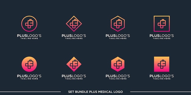 set PLUS logo design vector bundle premium