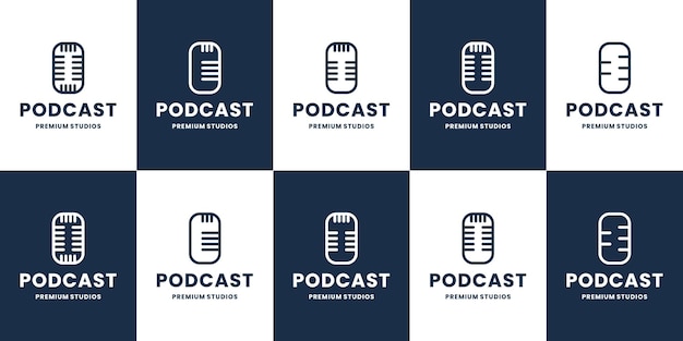 Set of podcast logo design collection