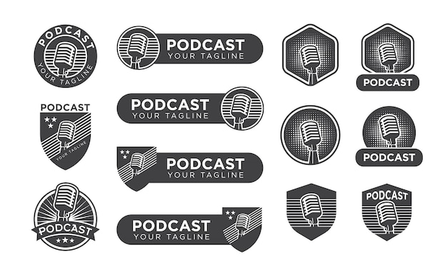 Set of Podcast Retro Emblem logo