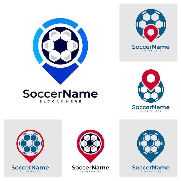 Set of Point Soccer logo template Football Point logo design vector