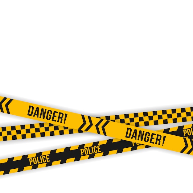 Set of police yellow and black tape. Diagonal stripes security. Safety danger ribbon signs. Warn caution symbol. Under construction, do not cross, police line, warning.