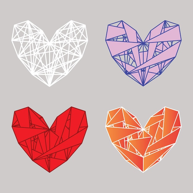 Set of polygonal hearts