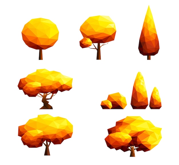 Set of polygonal trees and bushes