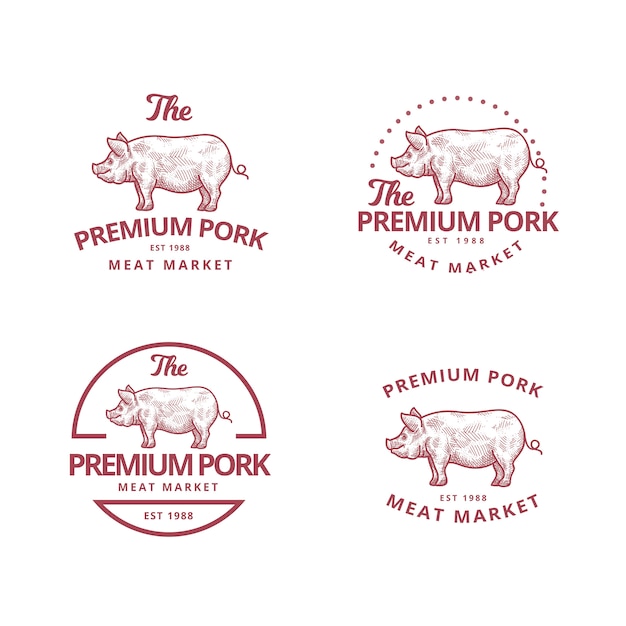 set of pork label, badges 